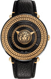 Buy Shop Versace V Metal Icon Black Dial Black Leather Strap Watch For Men - VQL020015 USA Online