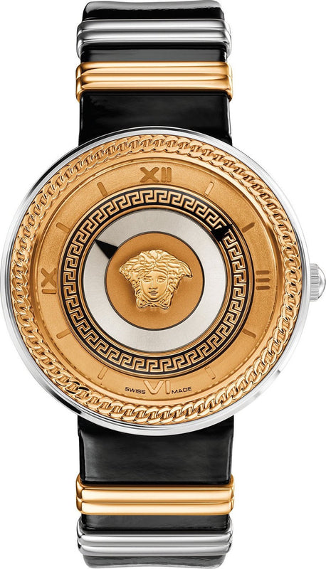 Buy Shop Versace V Metal Icon Gold Dial Black & Silver & Gold Strap Watch for Women - VLC020014 USA Online