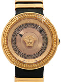 Buy Shop Versace V Metal Icon Gold Dial Black & Gold Strap Watch for Women - VLC030014 USA Online