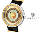 Buy Shop Versace V Metal Icon Gold Dial Black & Silver & Gold Strap Watch for Women - VLC020014 USA Online