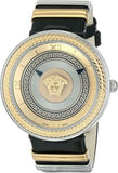 Buy Shop Versace V Metal Icon Gold Dial Black & Silver & Gold Strap Watch for Women - VLC020014 USA Online