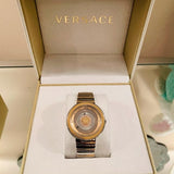 Buy Shop Versace V Metal Icon Gold Dial Brown Strap Watch for Women - VLC130016 USA Online