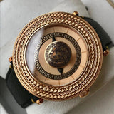 Buy Shop Versace V Metal Icon Quartz Silver Dial Brown Leather Strap Watch For Men - VQL010015 USA Online