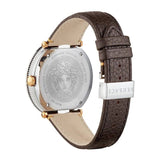 Buy Shop Versace V Metal Icon Quartz Silver Dial Brown Leather Strap Watch For Men - VQL010015 USA Online