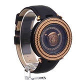 Buy Shop Versace V Metal Icon Quartz Silver Dial Brown Leather Strap Watch For Men - VQL010015 USA Online