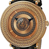 Buy Shop Versace V Metal Icon Quartz Silver Dial Brown Leather Strap Watch For Men - VQL010015 USA Online