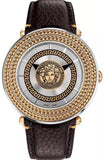 Buy Shop Versace V Metal Icon Quartz Silver Dial Brown Leather Strap Watch For Men - VQL010015 USA Online