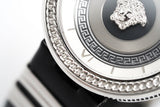 Buy Shop Versace V Metal Icon Silver Dial Black & Silver Strap Watch for Women - VLC010014 USA Online