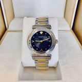 Buy Shop Versace V-Motif Black Dial Two Tone Steel Strap Watch for Women - VERE00518 USA Online