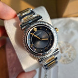 Buy Shop Versace V-Motif Black Dial Two Tone Steel Strap Watch for Women - VERE00518 USA Online