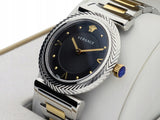 Buy Shop Versace V-Motif Black Dial Two Tone Steel Strap Watch for Women - VERE00518 USA Online