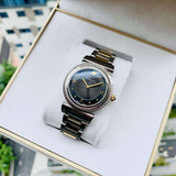 Buy Shop Versace V-Motif Black Dial Two Tone Steel Strap Watch for Women - VERE00518 USA Online