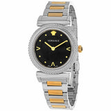 Buy Shop Versace V-Motif Black Dial Two Tone Steel Strap Watch for Women - VERE00518 USA Online