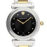 Buy Shop Versace V-Motif Black Dial Two Tone Steel Strap Watch for Women - VERE00518 USA Online
