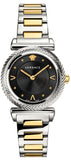 Buy Shop Versace V-Motif Black Dial Two Tone Steel Strap Watch for Women - VERE00518 USA Online