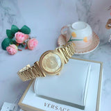 Buy Shop Versace V-Motif Gold Dial Gold Steel Strap Watch for Women - VERE00618 USA Online