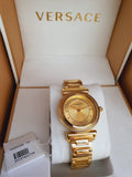 Buy Shop Versace V-Motif Gold Dial Gold Steel Strap Watch for Women - VERE00618 USA Online