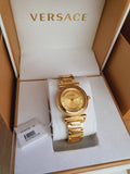 Buy Shop Versace V-Motif Gold Dial Gold Steel Strap Watch for Women - VERE00618 USA Online