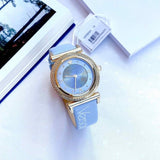 Buy Shop Versace V-Motif Grey Dial Blue Leather Strap Watch for Women - VERE00318 USA Online