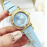 Buy Shop Versace V-Motif Grey Dial Blue Leather Strap Watch for Women - VERE00318 USA Online