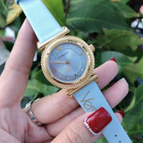 Buy Shop Versace V-Motif Grey Dial Blue Leather Strap Watch for Women - VERE00318 USA Online
