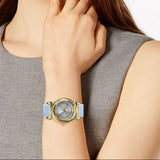 Buy Shop Versace V-Motif Grey Dial Blue Leather Strap Watch for Women - VERE00318 USA Online