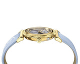 Buy Shop Versace V-Motif Grey Dial Blue Leather Strap Watch for Women - VERE00318 USA Online