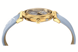 Buy Shop Versace V-Motif Grey Dial Blue Leather Strap Watch for Women - VERE00318 USA Online