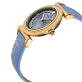 Buy Shop Versace V-Motif Grey Dial Blue Leather Strap Watch for Women - VERE00318 USA Online