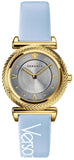 Buy Shop Versace V-Motif Grey Dial Blue Leather Strap Watch for Women - VERE00318 USA Online