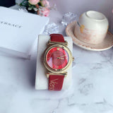 Buy Shop Versace V-Motif Red Dial Red Leather Strap Watch for Women - VERE00418 USA Online