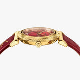 Buy Shop Versace V-Motif Red Dial Red Leather Strap Watch for Women - VERE00418 USA Online