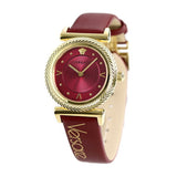 Buy Shop Versace V-Motif Red Dial Red Leather Strap Watch for Women - VERE00418 USA Online