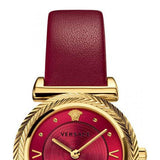 Buy Shop Versace V-Motif Red Dial Red Leather Strap Watch for Women - VERE00418 USA Online