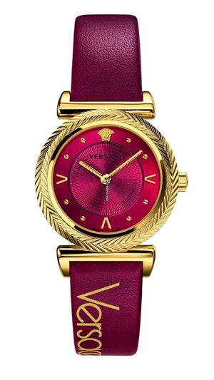 Buy Shop Versace V-Motif Red Dial Red Leather Strap Watch for Women - VERE00418 USA Online