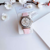Buy Shop Versace V-Motif Silver Dial Pink Leather Strap Watch for Women - VERE00118 USA Online