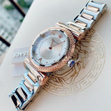 Buy Shop Versace V-Motif Silver Dial Two Tone Steel Strap Watch for Women - VERE00718 USA Online