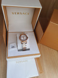Buy Shop Versace V-Motif Silver Dial Two Tone Steel Strap Watch for Women - VERE00718 USA Online
