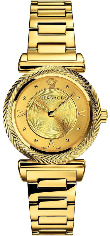 Buy Shop Versace V-Motif Gold Dial Gold Steel Strap Watch for Women - VERE00618 USA Online