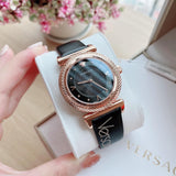 Buy Shop Versace V-Motif Vintage Logo Black Dial Black Leather Strap Watch for Women - VERE00818 USA Online