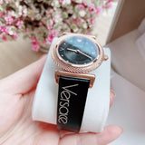 Buy Shop Versace V-Motif Vintage Logo Black Dial Black Leather Strap Watch for Women - VERE00818 USA Online