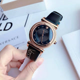 Buy Shop Versace V-Motif Vintage Logo Black Dial Black Leather Strap Watch for Women - VERE00818 USA Online