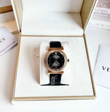 Buy Shop Versace V-Motif Vintage Logo Black Dial Black Leather Strap Watch for Women - VERE00818 USA Online