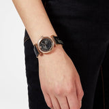 Buy Shop Versace V-Motif Vintage Logo Black Dial Black Leather Strap Watch for Women - VERE00818 USA Online