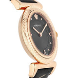 Buy Shop Versace V-Motif Vintage Logo Black Dial Black Leather Strap Watch for Women - VERE00818 USA Online