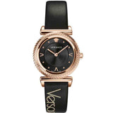 Buy Shop Versace V-Motif Vintage Logo Black Dial Black Leather Strap Watch for Women - VERE00818 USA Online