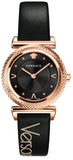 Buy Shop Versace V-Motif Vintage Logo Black Dial Black Leather Strap Watch for Women - VERE00818 USA Online