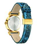 Buy Shop Versace V-Motif Vintage Logo Diamonds Blue Dial Blue Leather Strap Watch for Women - VERE01018 USA Online