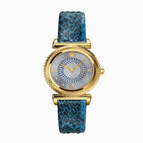 Buy Shop Versace V-Motif Vintage Logo Diamonds Blue Dial Blue Leather Strap Watch for Women - VERE01018 USA Online