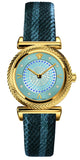Buy Shop Versace V-Motif Vintage Logo Diamonds Blue Dial Blue Leather Strap Watch for Women - VERE01018 USA Online